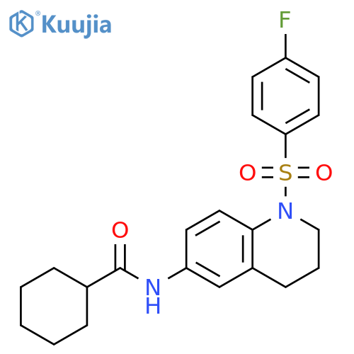 N-1-(4-fluorobenzenesulfonyl)-1,2,3,4-tetrahydroquinolin-6-ylcyclohexanecarboxamide structure