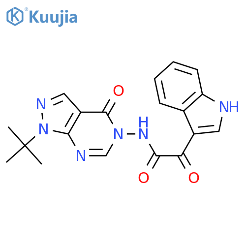 N-{1-tert-butyl-4-oxo-1H,4H,5H-pyrazolo3,4-dpyrimidin-5-yl}-2-(1H-indol-3-yl)-2-oxoacetamide structure