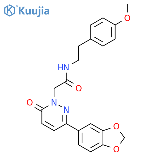 2-3-(2H-1,3-benzodioxol-5-yl)-6-oxo-1,6-dihydropyridazin-1-yl-N-2-(4-methoxyphenyl)ethylacetamide structure