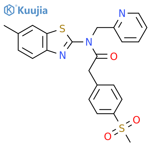 2-(4-methanesulfonylphenyl)-N-(6-methyl-1,3-benzothiazol-2-yl)-N-(pyridin-2-yl)methylacetamide structure