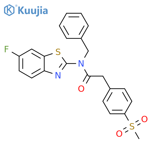 N-benzyl-N-(6-fluoro-1,3-benzothiazol-2-yl)-2-(4-methanesulfonylphenyl)acetamide structure