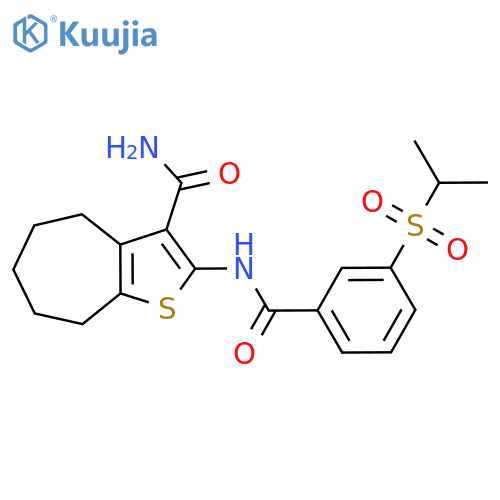 2-3-(propane-2-sulfonyl)benzamido-4H,5H,6H,7H,8H-cycloheptabthiophene-3-carboxamide structure