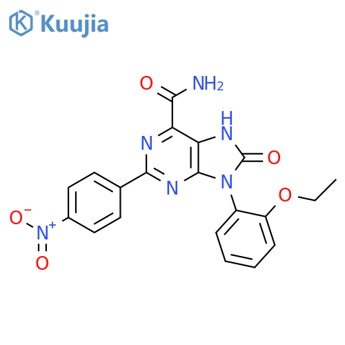 9-(2-ethoxyphenyl)-2-(4-nitrophenyl)-8-oxo-8,9-dihydro-7H-purine-6-carboxamide structure