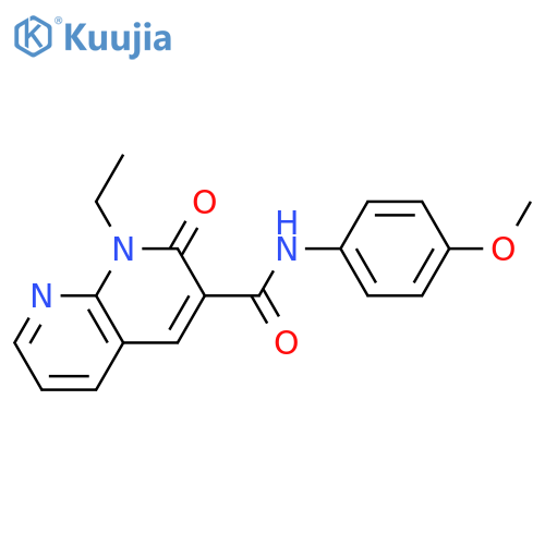 1-ethyl-N-(4-methoxyphenyl)-2-oxo-1,2-dihydro-1,8-naphthyridine-3-carboxamide structure