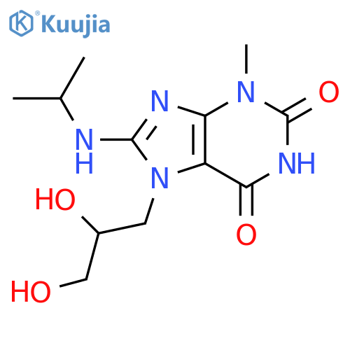 7-(2,3-dihydroxypropyl)-3-methyl-8-(propan-2-yl)amino-2,3,6,7-tetrahydro-1H-purine-2,6-dione structure
