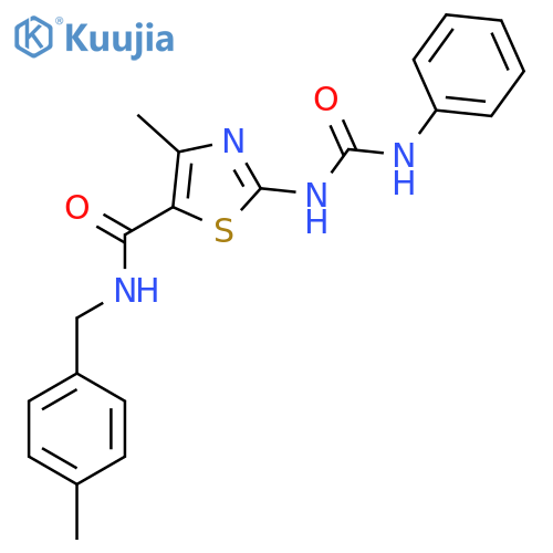 4-methyl-N-(4-methylphenyl)methyl-2-(phenylcarbamoyl)amino-1,3-thiazole-5-carboxamide structure