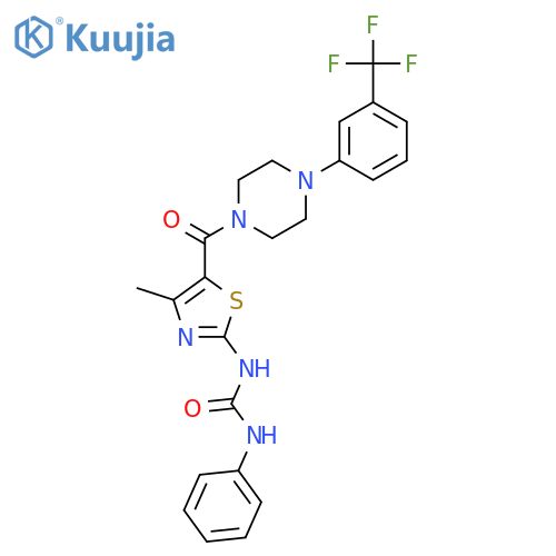 3-(4-methyl-5-{4-3-(trifluoromethyl)phenylpiperazine-1-carbonyl}-1,3-thiazol-2-yl)-1-phenylurea structure