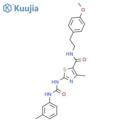 N-2-(4-methoxyphenyl)ethyl-4-methyl-2-{(3-methylphenyl)carbamoylamino}-1,3-thiazole-5-carboxamide structure