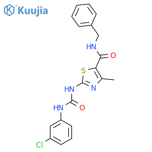 N-benzyl-2-{(3-chlorophenyl)carbamoylamino}-4-methyl-1,3-thiazole-5-carboxamide structure