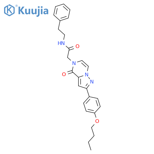 2-2-(4-butoxyphenyl)-4-oxo-4H,5H-pyrazolo1,5-apyrazin-5-yl-N-(2-phenylethyl)acetamide structure