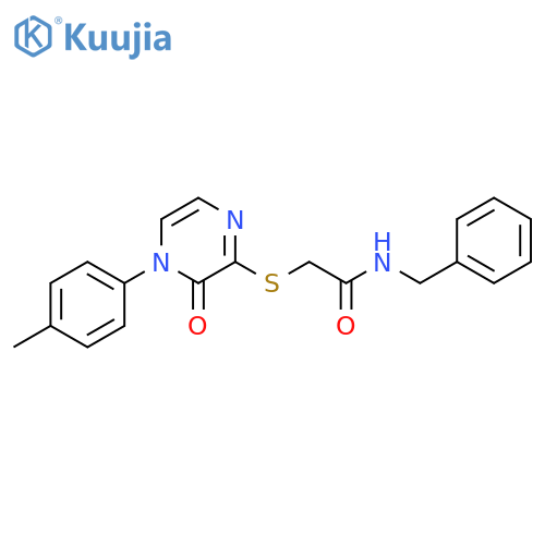N-benzyl-2-{4-(4-methylphenyl)-3-oxo-3,4-dihydropyrazin-2-ylsulfanyl}acetamide structure