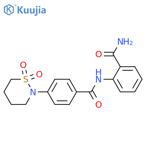 N-(2-carbamoylphenyl)-4-(1,1-dioxo-1lambda6,2-thiazinan-2-yl)benzamide structure