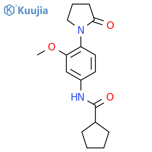 N-3-methoxy-4-(2-oxopyrrolidin-1-yl)phenylcyclopentanecarboxamide structure
