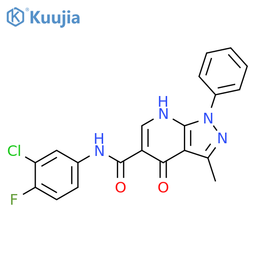 N-(3-chloro-4-fluorophenyl)-3-methyl-4-oxo-1-phenyl-1H,4H,7H-pyrazolo3,4-bpyridine-5-carboxamide structure