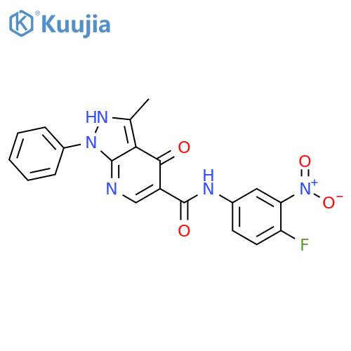 N-(4-fluoro-3-nitrophenyl)-3-methyl-4-oxo-1-phenyl-1H,4H,7H-pyrazolo3,4-bpyridine-5-carboxamide structure