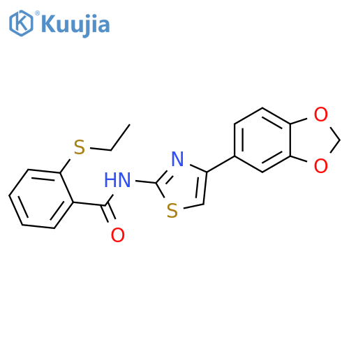 N-4-(2H-1,3-benzodioxol-5-yl)-1,3-thiazol-2-yl-2-(ethylsulfanyl)benzamide structure
