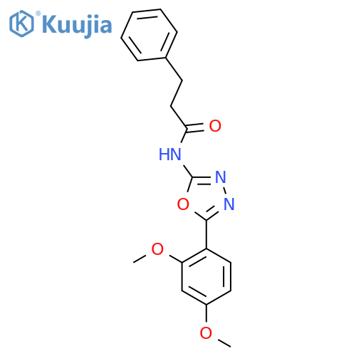 N-5-(2,4-dimethoxyphenyl)-1,3,4-oxadiazol-2-yl-3-phenylpropanamide structure