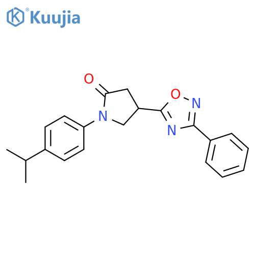 4-(3-phenyl-1,2,4-oxadiazol-5-yl)-1-4-(propan-2-yl)phenylpyrrolidin-2-one structure