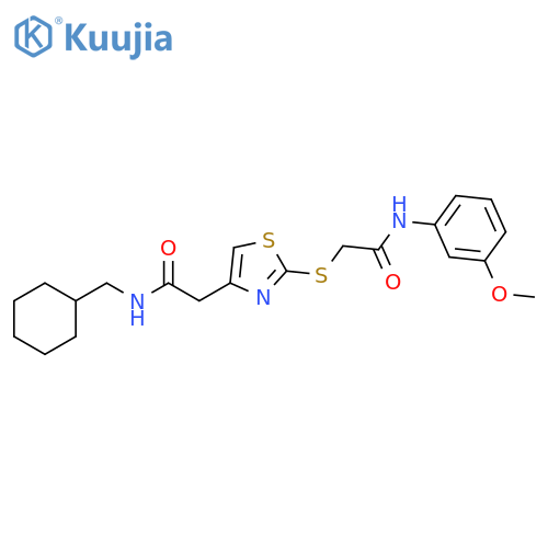 N-(cyclohexylmethyl)-2-2-({(3-methoxyphenyl)carbamoylmethyl}sulfanyl)-1,3-thiazol-4-ylacetamide structure