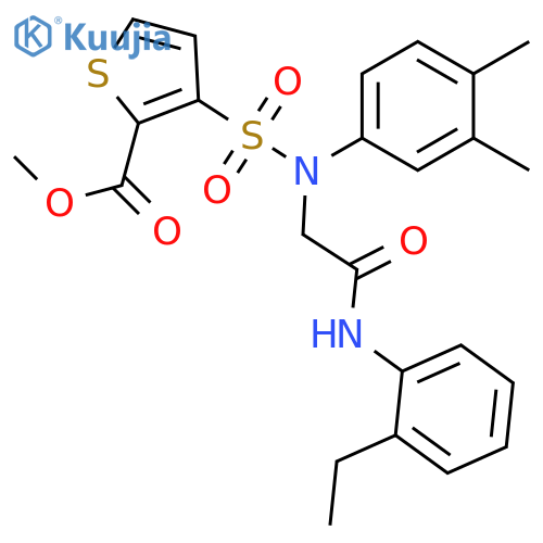 methyl 3-(3,4-dimethylphenyl)({(2-ethylphenyl)carbamoylmethyl})sulfamoylthiophene-2-carboxylate structure