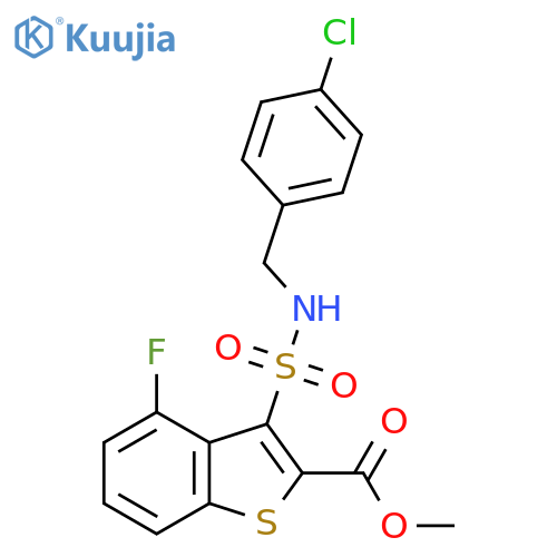 methyl 3-{(4-chlorophenyl)methylsulfamoyl}-4-fluoro-1-benzothiophene-2-carboxylate structure