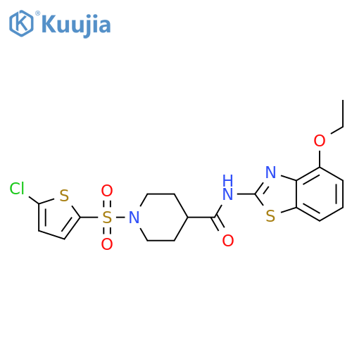 1-(5-chlorothiophen-2-yl)sulfonyl-N-(4-ethoxy-1,3-benzothiazol-2-yl)piperidine-4-carboxamide structure