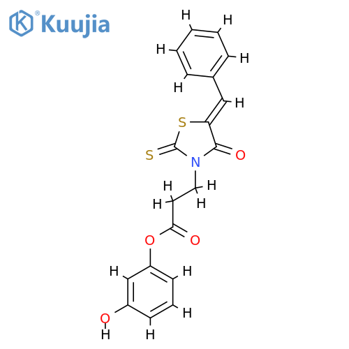 3-hydroxyphenyl 3-(5Z)-4-oxo-5-(phenylmethylidene)-2-sulfanylidene-1,3-thiazolidin-3-ylpropanoate structure