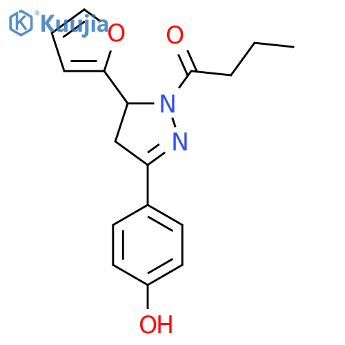 1-5-(furan-2-yl)-3-(4-hydroxyphenyl)-4,5-dihydro-1H-pyrazol-1-ylbutan-1-one structure