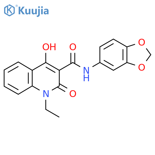 N-1,3-benzodioxol-5-yl-1-ethyl-4-hydroxy-2-oxo-1,2-dihydroquinoline-3-carboxamide structure