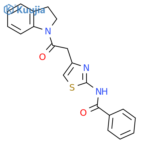 N-{4-2-(2,3-dihydro-1H-indol-1-yl)-2-oxoethyl-1,3-thiazol-2-yl}benzamide structure