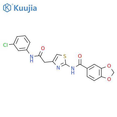 N-(4-{(3-chlorophenyl)carbamoylmethyl}-1,3-thiazol-2-yl)-2H-1,3-benzodioxole-5-carboxamide structure