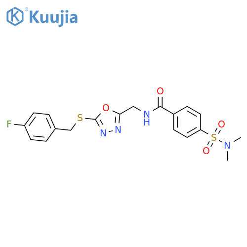 4-(dimethylsulfamoyl)-N-(5-{(4-fluorophenyl)methylsulfanyl}-1,3,4-oxadiazol-2-yl)methylbenzamide structure