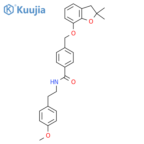 4-{(2,2-dimethyl-2,3-dihydro-1-benzofuran-7-yl)oxymethyl}-N-2-(4-methoxyphenyl)ethylbenzamide structure