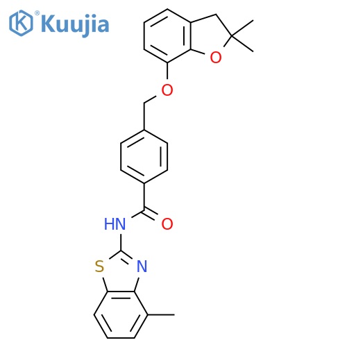 4-{(2,2-dimethyl-2,3-dihydro-1-benzofuran-7-yl)oxymethyl}-N-(4-methyl-1,3-benzothiazol-2-yl)benzamide structure