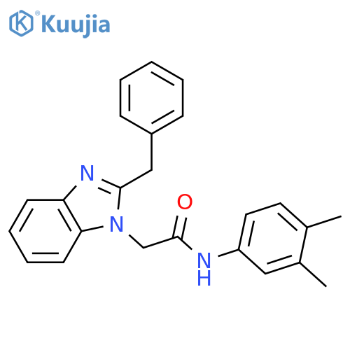 2-(2-benzyl-1H-1,3-benzodiazol-1-yl)-N-(3,4-dimethylphenyl)acetamide structure