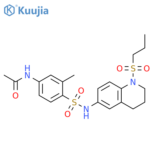 N-(3-methyl-4-{1-(propane-1-sulfonyl)-1,2,3,4-tetrahydroquinolin-6-ylsulfamoyl}phenyl)acetamide structure
