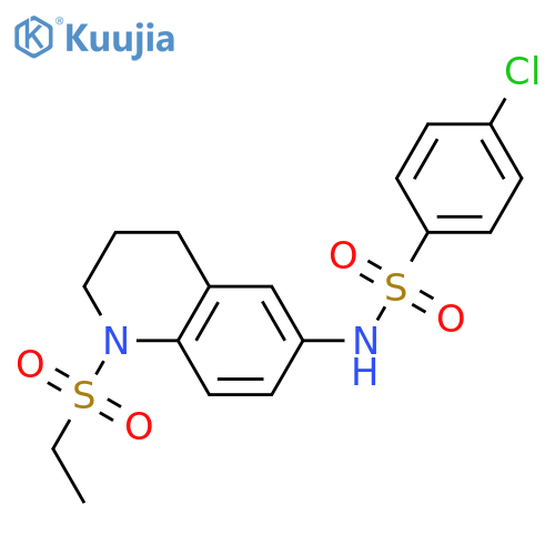 4-chloro-N-1-(ethanesulfonyl)-1,2,3,4-tetrahydroquinolin-6-ylbenzene-1-sulfonamide structure