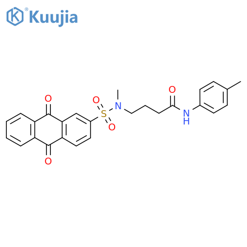 4-(N-methyl9,10-dioxo-9,10-dihydroanthracene-2-sulfonamido)-N-(4-methylphenyl)butanamide structure