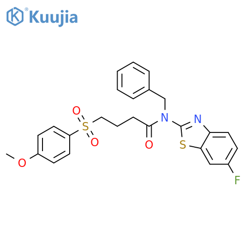 N-benzyl-N-(6-fluoro-1,3-benzothiazol-2-yl)-4-(4-methoxybenzenesulfonyl)butanamide structure