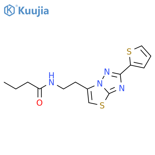 N-{2-2-(thiophen-2-yl)-1,2,4triazolo3,2-b1,3thiazol-6-ylethyl}butanamide structure