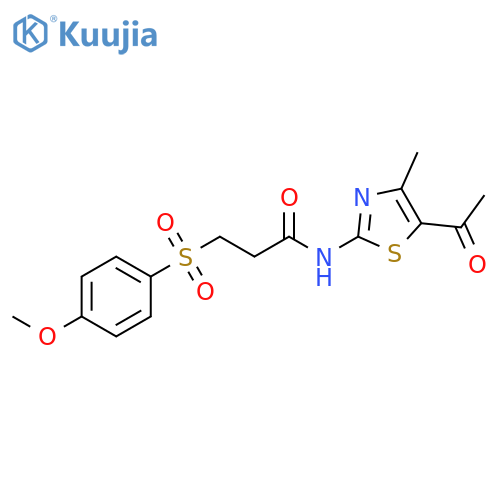 N-(5-acetyl-4-methyl-1,3-thiazol-2-yl)-3-(4-methoxybenzenesulfonyl)propanamide structure
