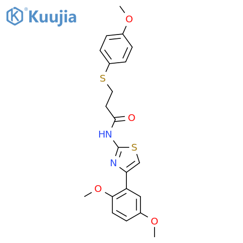 N-4-(2,5-dimethoxyphenyl)-1,3-thiazol-2-yl-3-(4-methoxyphenyl)sulfanylpropanamide structure