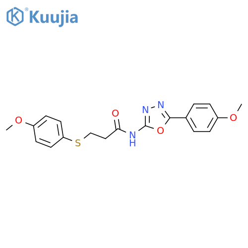 N-5-(4-methoxyphenyl)-1,3,4-oxadiazol-2-yl-3-(4-methoxyphenyl)sulfanylpropanamide structure