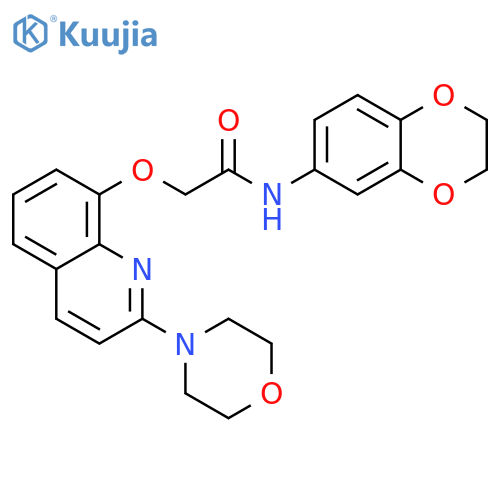 N-(2,3-dihydro-1,4-benzodioxin-6-yl)-2-{2-(morpholin-4-yl)quinolin-8-yloxy}acetamide structure