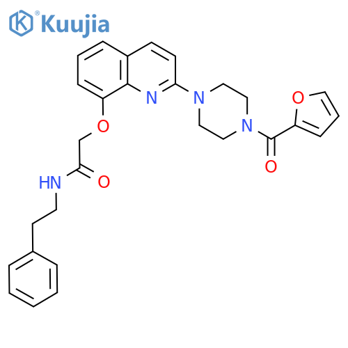 2-({2-4-(furan-2-carbonyl)piperazin-1-ylquinolin-8-yl}oxy)-N-(2-phenylethyl)acetamide structure