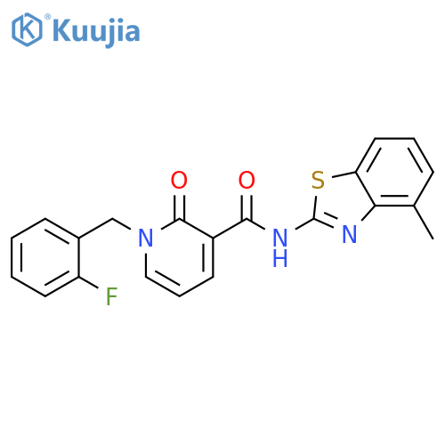 1-(2-fluorophenyl)methyl-N-(4-methyl-1,3-benzothiazol-2-yl)-2-oxo-1,2-dihydropyridine-3-carboxamide structure