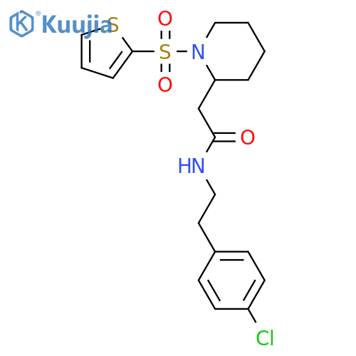 N-2-(4-chlorophenyl)ethyl-2-1-(thiophene-2-sulfonyl)piperidin-2-ylacetamide structure