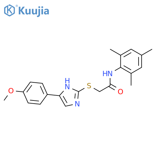 2-{5-(4-methoxyphenyl)-1H-imidazol-2-ylsulfanyl}-N-(2,4,6-trimethylphenyl)acetamide structure