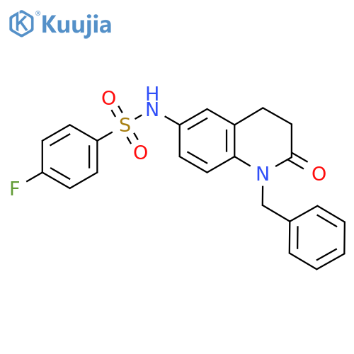 N-(1-benzyl-2-oxo-1,2,3,4-tetrahydroquinolin-6-yl)-4-fluorobenzene-1-sulfonamide structure