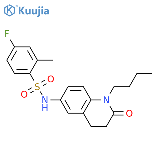 N-(1-butyl-2-oxo-1,2,3,4-tetrahydroquinolin-6-yl)-4-fluoro-2-methylbenzene-1-sulfonamide structure